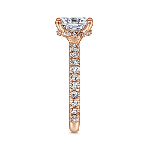 14K Rose Gold Hidden Halo Oval Diamond Engagement Ring