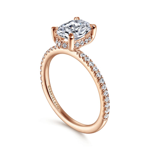 14K Rose Gold Hidden Halo Oval Diamond Engagement Ring