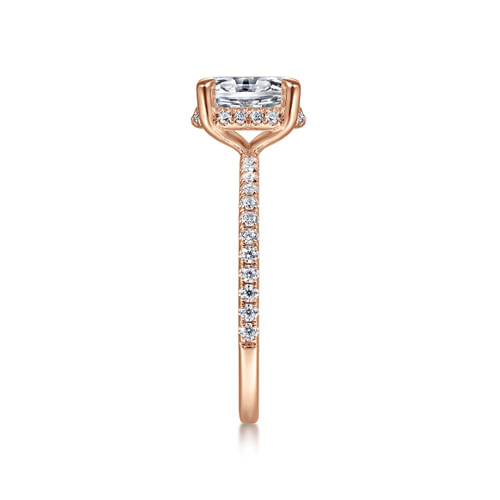 14K Rose Gold Hidden Halo Oval Diamond Engagement Ring