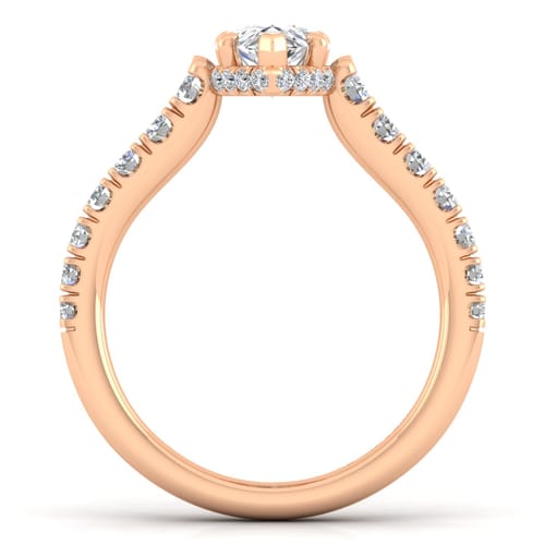 14K Rose Gold Hidden Halo Pear Shape Diamond Engagement Ring
