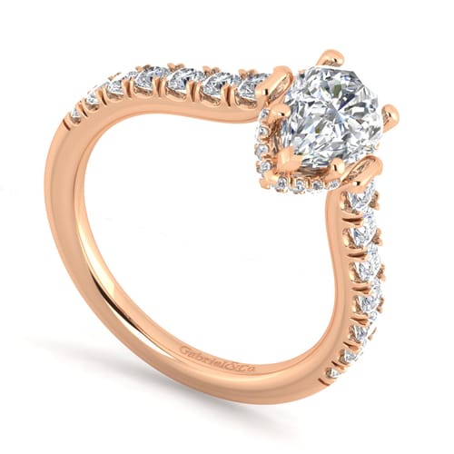 14K Rose Gold Hidden Halo Pear Shape Diamond Engagement Ring