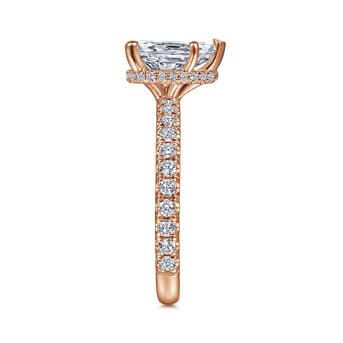 14K Rose Gold Hidden Halo Pear Shape Diamond Engagement Ring