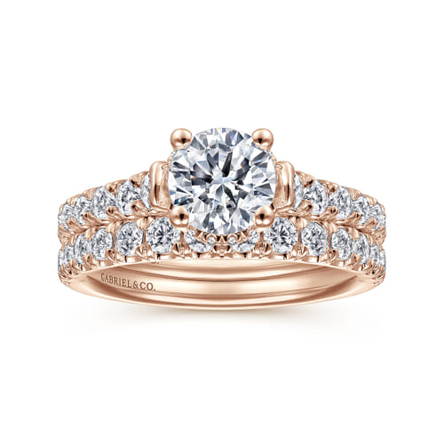 14K Rose Gold Hidden Halo Round Diamond Engagement Ring