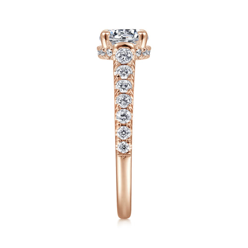 14K Rose Gold Hidden Halo Round Diamond Engagement Ring