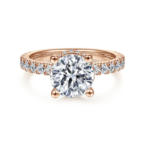 14K Rose Gold Hidden Halo Round Diamond Engagement Ring