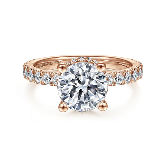 Gabriel - 14K Rose Gold Hidden Halo Round Diamond Engagement Ring