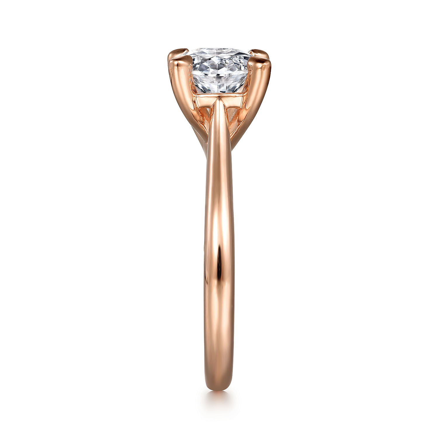 14K Rose Gold Horizontal Oval Solitaire Engagement Ring