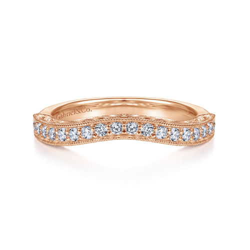 14K Rose Gold Knife Edge Matching Diamond Wedding Band