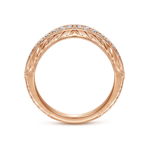 14K Rose Gold Knife Edge Matching Diamond Wedding Band