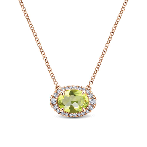 14K Rose Gold Lemon Quartz and Diamond Necklace