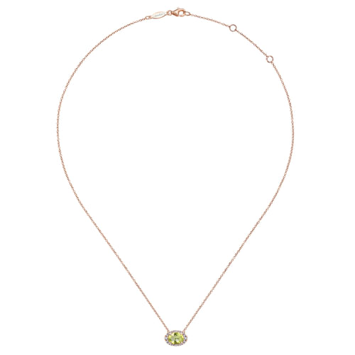14K Rose Gold Lemon Quartz and Diamond Necklace