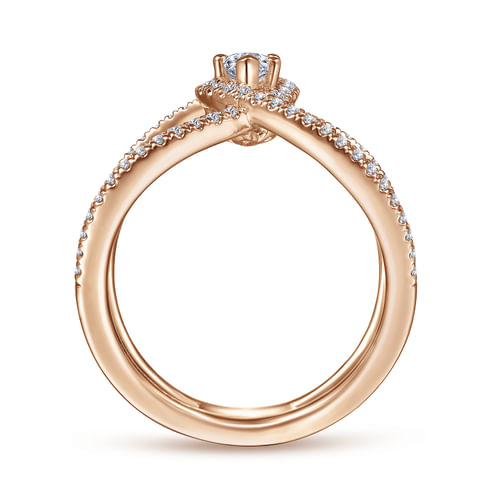 14K Rose Gold Marquise Halo Complete Diamond Engagement Ring