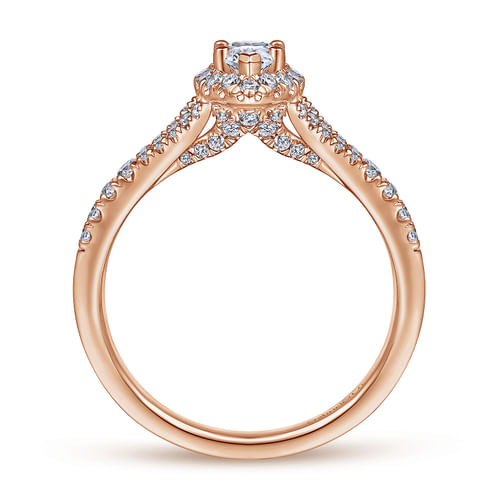 14K Rose Gold Marquise Halo Complete Diamond Engagement Ring