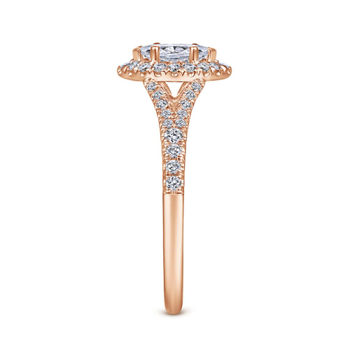 14K Rose Gold Marquise Halo Complete Diamond Engagement Ring