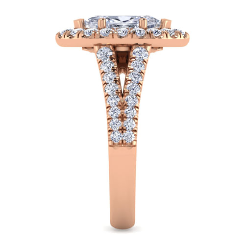 14K Rose Gold Marquise Halo Diamond Engagement Ring
