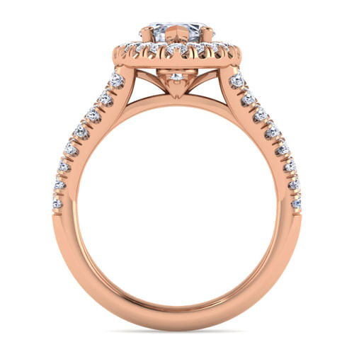 14K Rose Gold Marquise Halo Diamond Engagement Ring