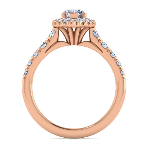 14K Rose Gold Marquise Halo Diamond Engagement Ring