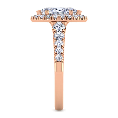 14K Rose Gold Marquise Halo Diamond Engagement Ring