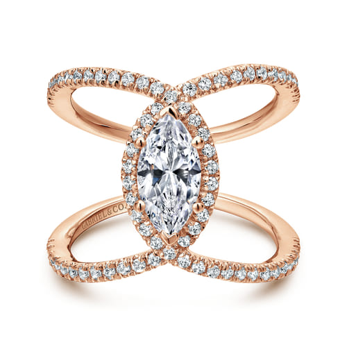 14K Rose Gold Marquise Halo Diamond Engagement Ring 14K Rose Gold Marquise Halo Diamond Engagement Ring