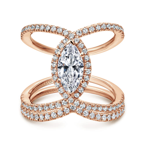 14K Rose Gold Marquise Halo Diamond Engagement Ring 14K Rose Gold Marquise Halo Diamond Engagement Ring