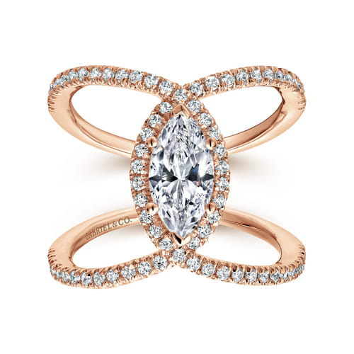 14K Rose Gold Marquise Halo Diamond Engagement Ring 14K Rose Gold Marquise Halo Diamond Engagement Ring