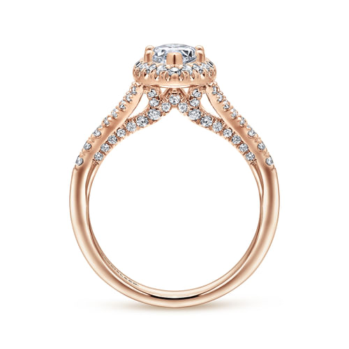 14K Rose Gold Marquise Halo Diamond Engagement Ring