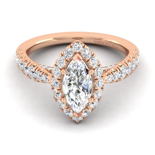 14K Rose Gold Marquise Halo Diamond Engagement Ring 14K Rose Gold Marquise Halo Diamond Engagement Ring