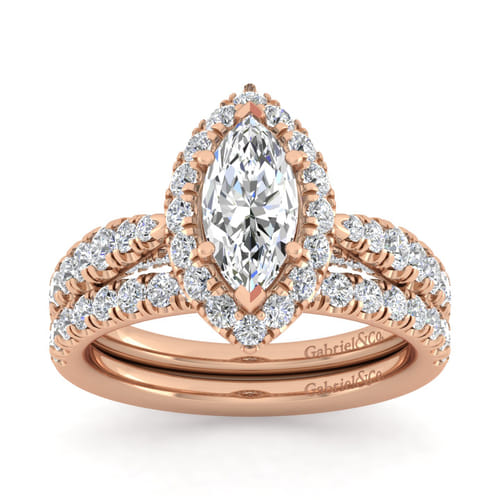 14K Rose Gold Marquise Halo Diamond Engagement Ring 14K Rose Gold Marquise Halo Diamond Engagement Ring