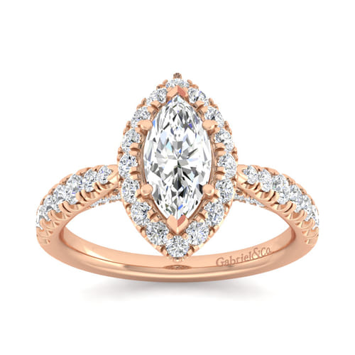 14K Rose Gold Marquise Halo Diamond Engagement Ring 14K Rose Gold Marquise Halo Diamond Engagement Ring