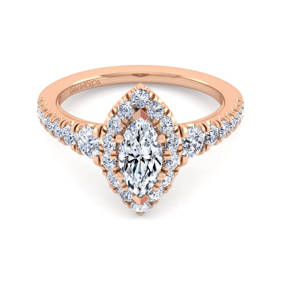 Gabriel - 14K Rose Gold Marquise Halo Diamond Engagement Ring Gabriel - 14K Rose Gold Marquise Halo Diamond Engagement Ring