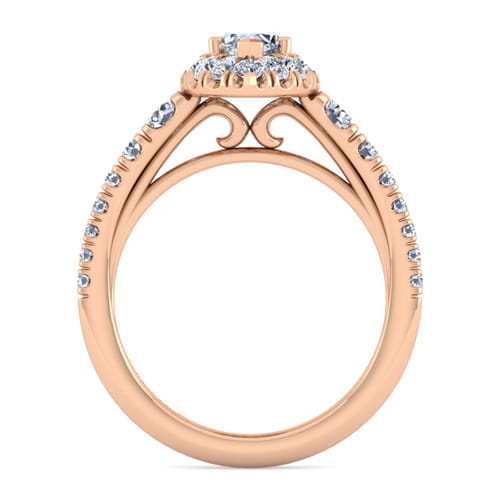 14K Rose Gold Marquise Halo Diamond Engagement Ring