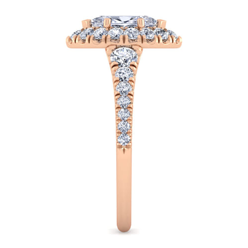 14K Rose Gold Marquise Halo Diamond Engagement Ring