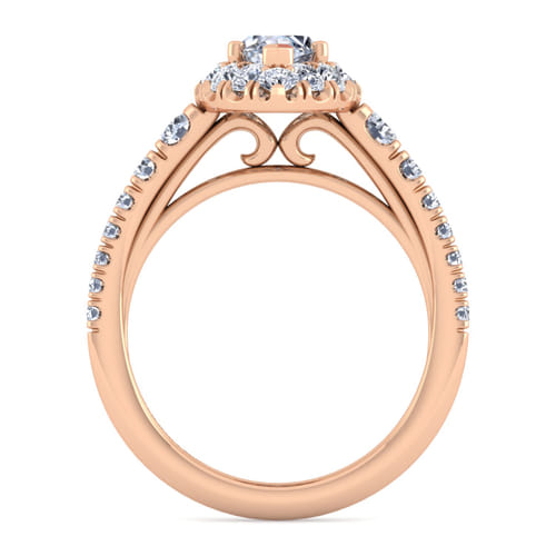 14K Rose Gold Marquise Halo Diamond Engagement Ring