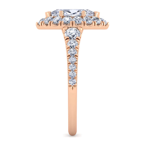 14K Rose Gold Marquise Halo Diamond Engagement Ring