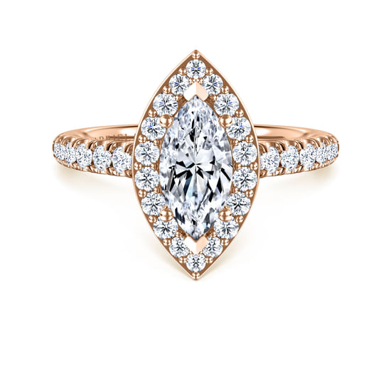 Gabriel - 14K Rose Gold Marquise Halo Diamond Engagement Ring