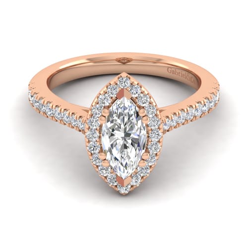 14K Rose Gold Marquise Halo Diamond Engagement Ring 14K Rose Gold Marquise Halo Diamond Engagement Ring