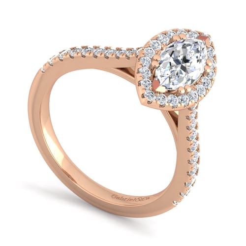 14K Rose Gold Marquise Halo Diamond Engagement Ring 14K Rose Gold Marquise Halo Diamond Engagement Ring