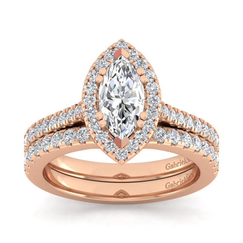 14K Rose Gold Marquise Halo Diamond Engagement Ring 14K Rose Gold Marquise Halo Diamond Engagement Ring