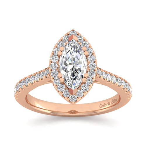 14K Rose Gold Marquise Halo Diamond Engagement Ring 14K Rose Gold Marquise Halo Diamond Engagement Ring