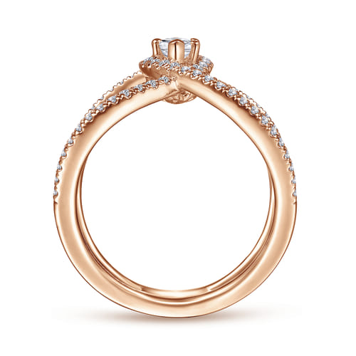 14K Rose Gold Marquise Halo Diamond Engagement Ring
