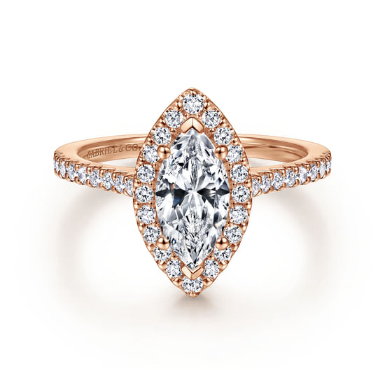 Gabriel - 14K Rose Gold Marquise Halo Diamond Engagement Ring