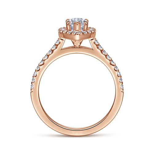 14K Rose Gold Marquise Halo Diamond Engagement Ring