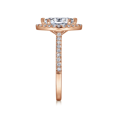 14K Rose Gold Marquise Halo Diamond Engagement Ring