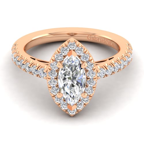 14K Rose Gold Marquise Halo Diamond Engagement Ring 14K Rose Gold Marquise Halo Diamond Engagement Ring