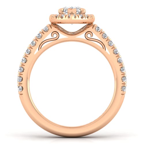 14K Rose Gold Marquise Halo Diamond Engagement Ring 14K Rose Gold Marquise Halo Diamond Engagement Ring