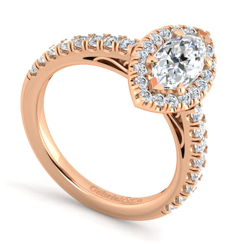 14K Rose Gold Marquise Halo Diamond Engagement Ring 14K Rose Gold Marquise Halo Diamond Engagement Ring