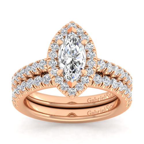 14K Rose Gold Marquise Halo Diamond Engagement Ring 14K Rose Gold Marquise Halo Diamond Engagement Ring
