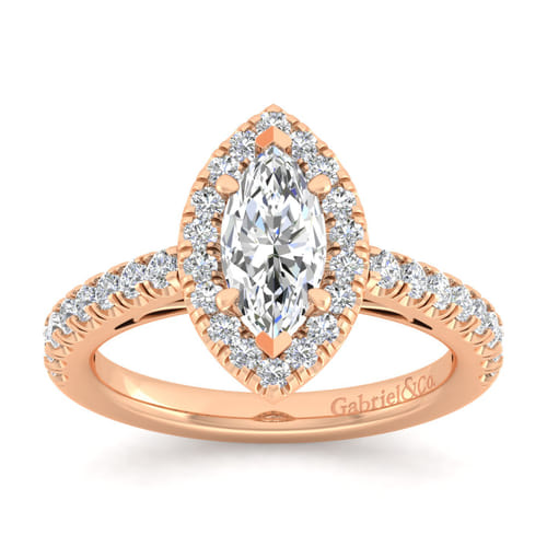14K Rose Gold Marquise Halo Diamond Engagement Ring 14K Rose Gold Marquise Halo Diamond Engagement Ring