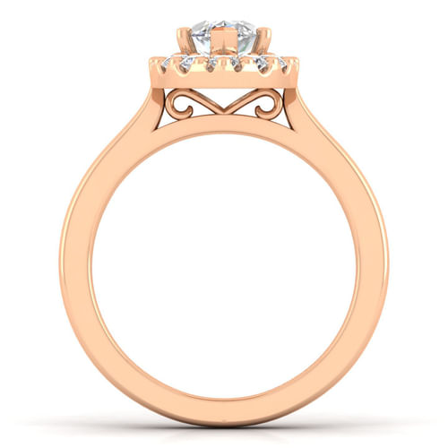 14K Rose Gold Marquise Halo Diamond Engagement Ring