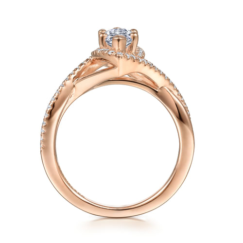 14K Rose Gold Marquise Halo Diamond Engagement Ring